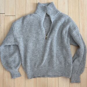 SHEIN Gray Half-Zip Knit Sweater